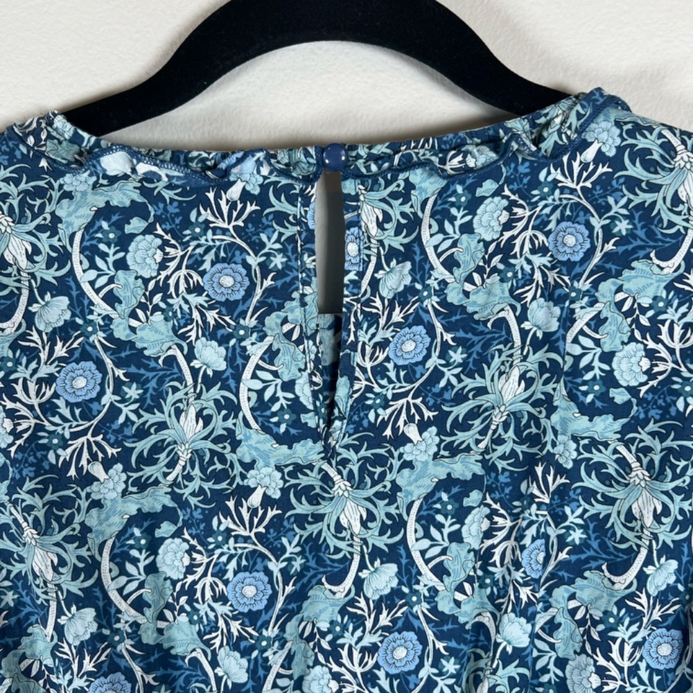 Anthropologie THML Floral Midi Dress Blue White Large Dainty Tiered Ruffle Boho - Picture 9 of 13